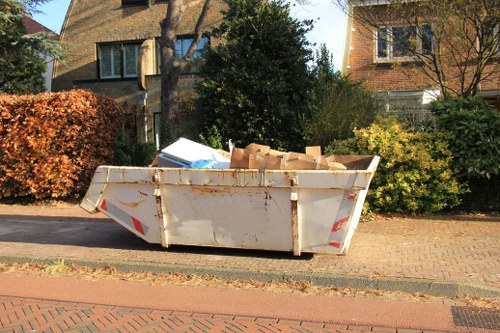 Various furniture items being cleared from a home